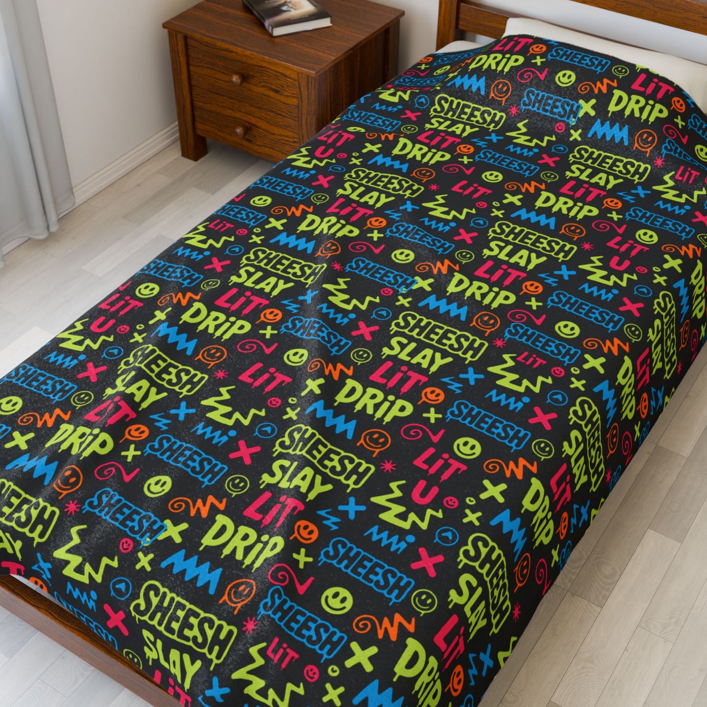 Velveteen Plush Blanket (Slay-Lit-Drip)