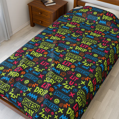 Velveteen Plush Blanket (Slay-Lit-Drip)