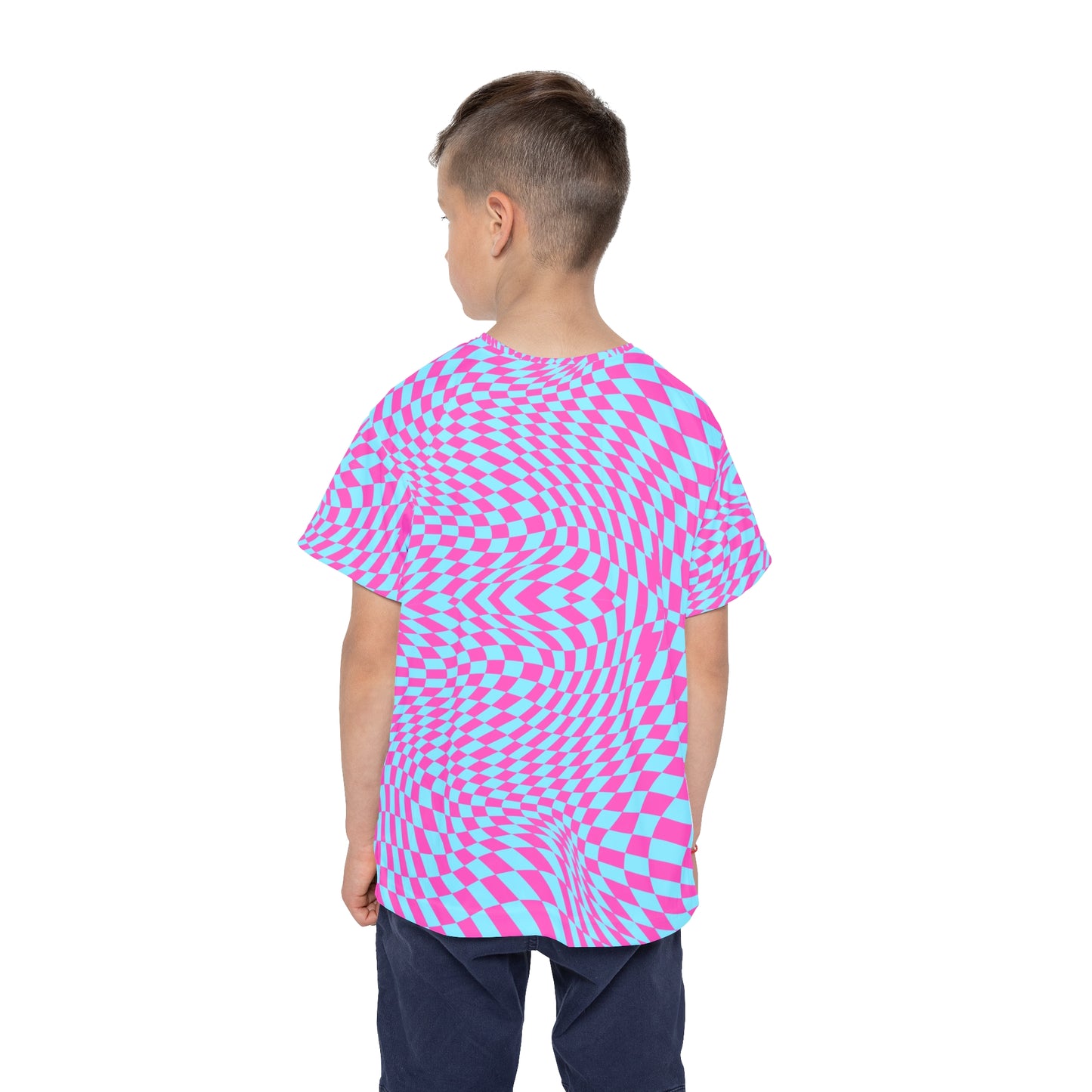 Kids Sports Jersey (Aqua-Pink Pixels)