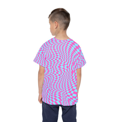 Kids Sports Jersey (Aqua-Pink Pixels)