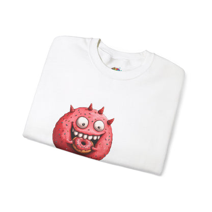 Unisex Heavy Blend™ Crewneck Sweatshirt (Donut Monster eating Donut)