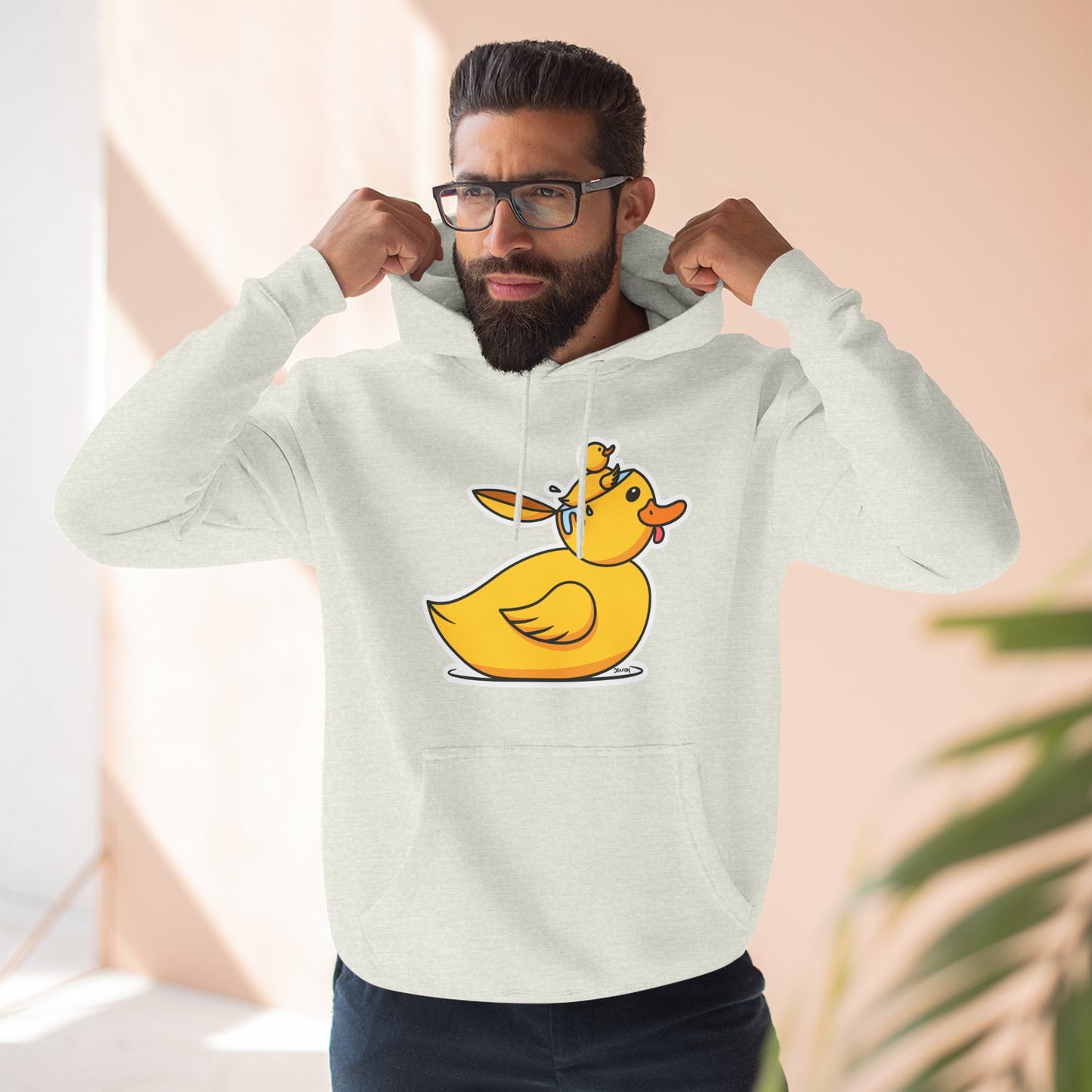Three-Panel Fleece Hoodie (Duck Bird Brain)