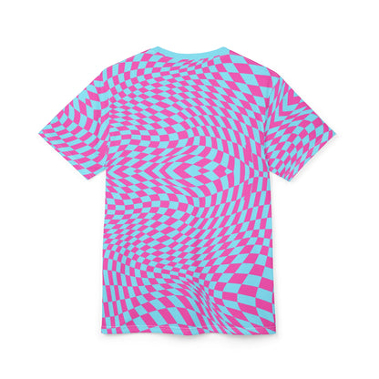 Unisex Cut & Sew Tee (Aqua-Pink Pixels)