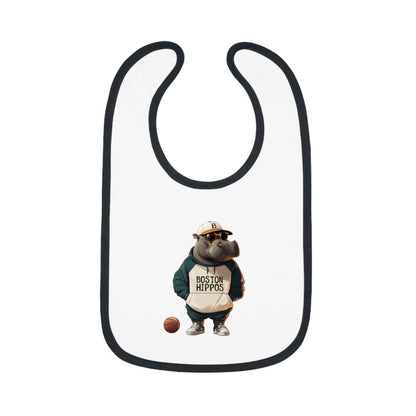 Baby Contrast Trim Jersey Bib (Boston Hippos)