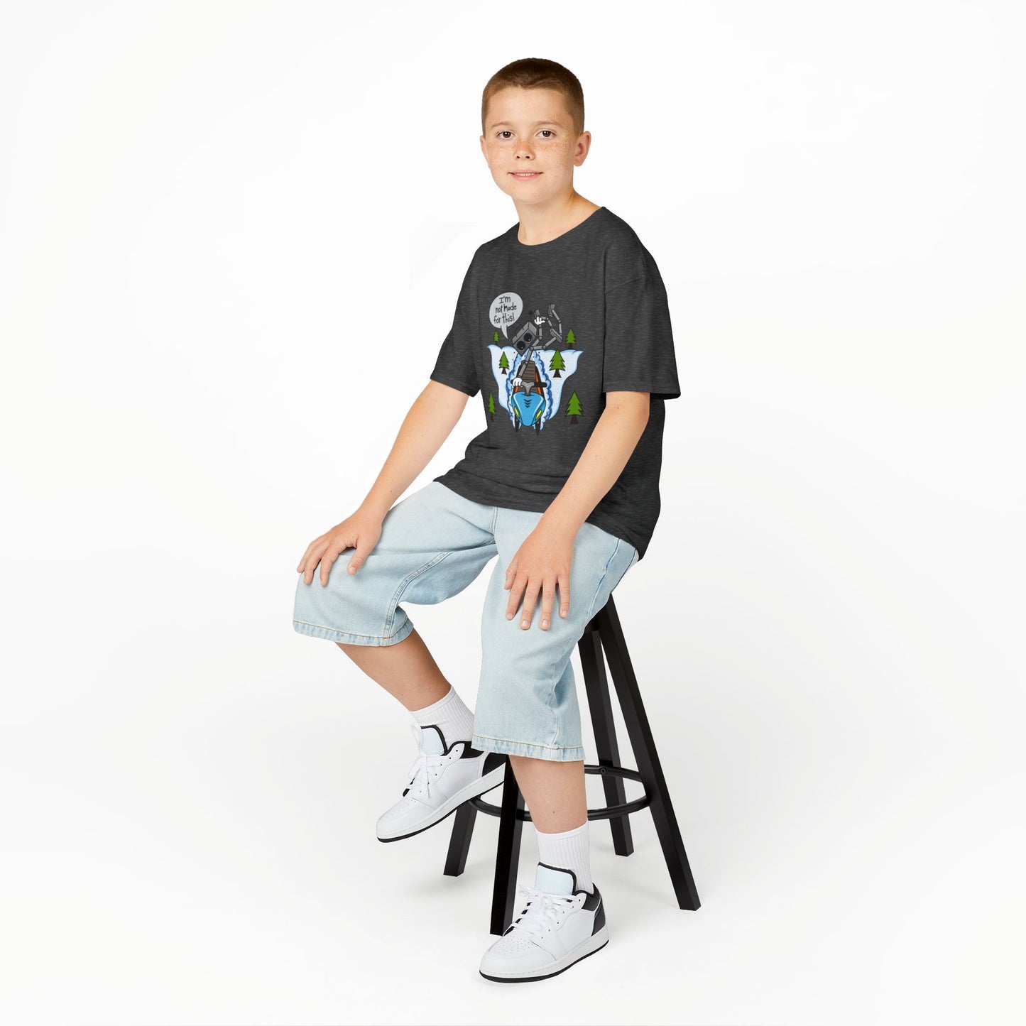 Kids Heavy Cotton T-Shirt (I'm not made for this - Snowmobiler)