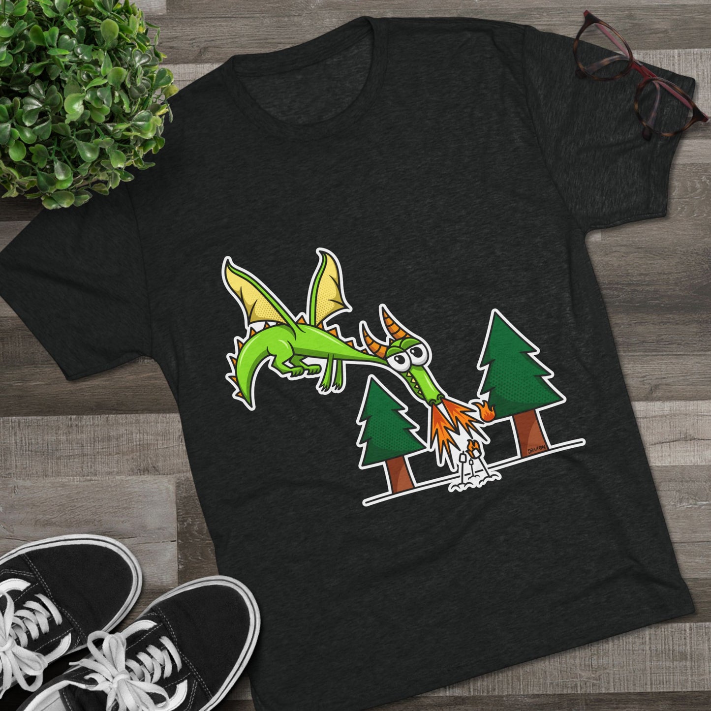 Unisex Tri-Blend Crew Tee (Flaming Dragon)