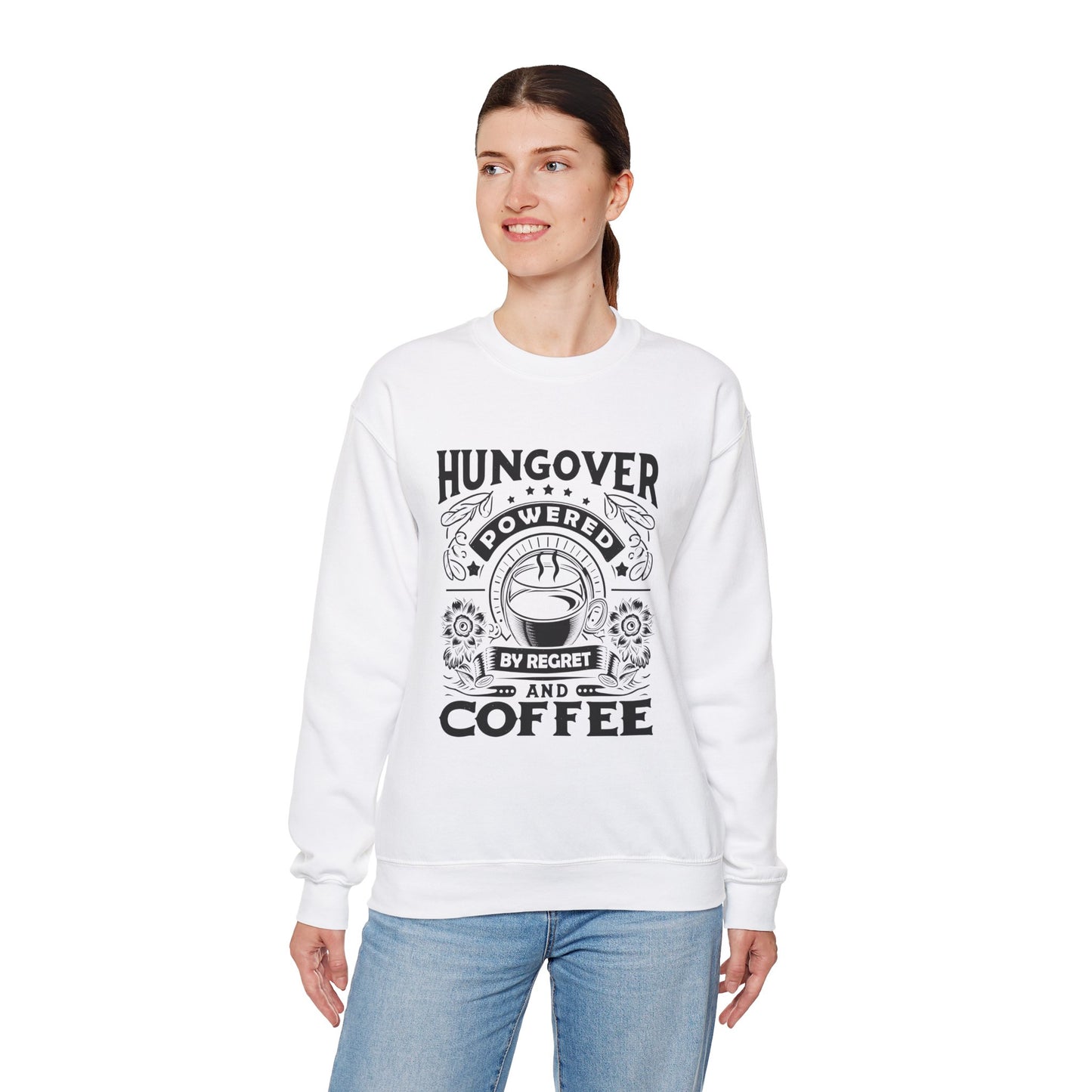 Unisex Heavy Blend™ Crewneck Sweatshirt (Hungover - Powered by Coffee)