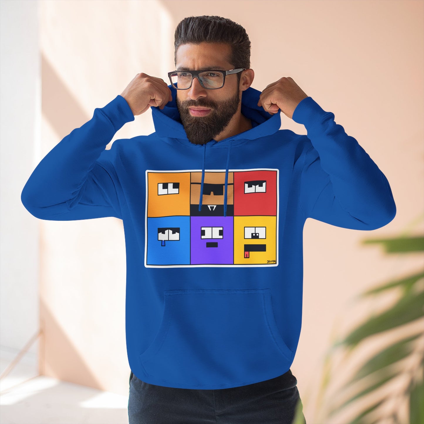 Three-Panel Fleece Hoodie (Emotion Blocks)