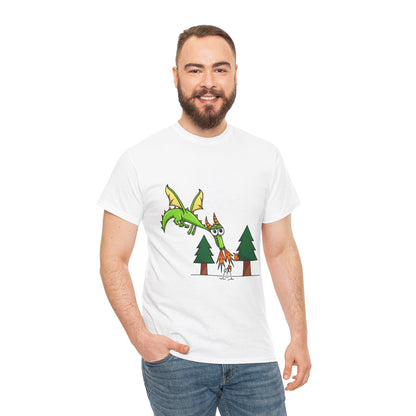 Unisex Heavy Cotton Tee (Flaming Dragon)