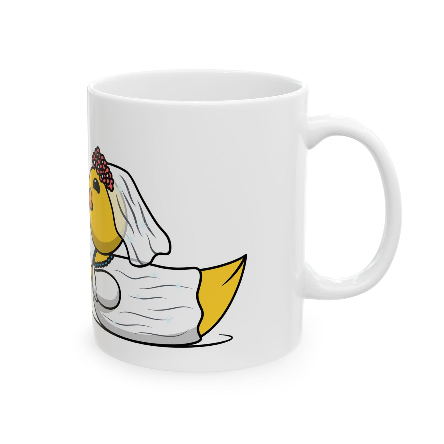 White Ceramic Mug 11oz & 15oz (Wedding Ducks)