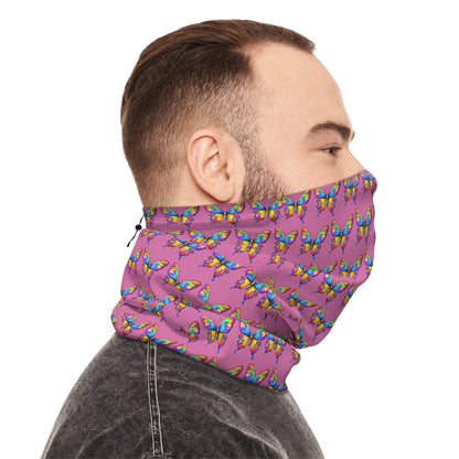 Winter Neck Gaiter With Drawstring (Colorful Butterfly)