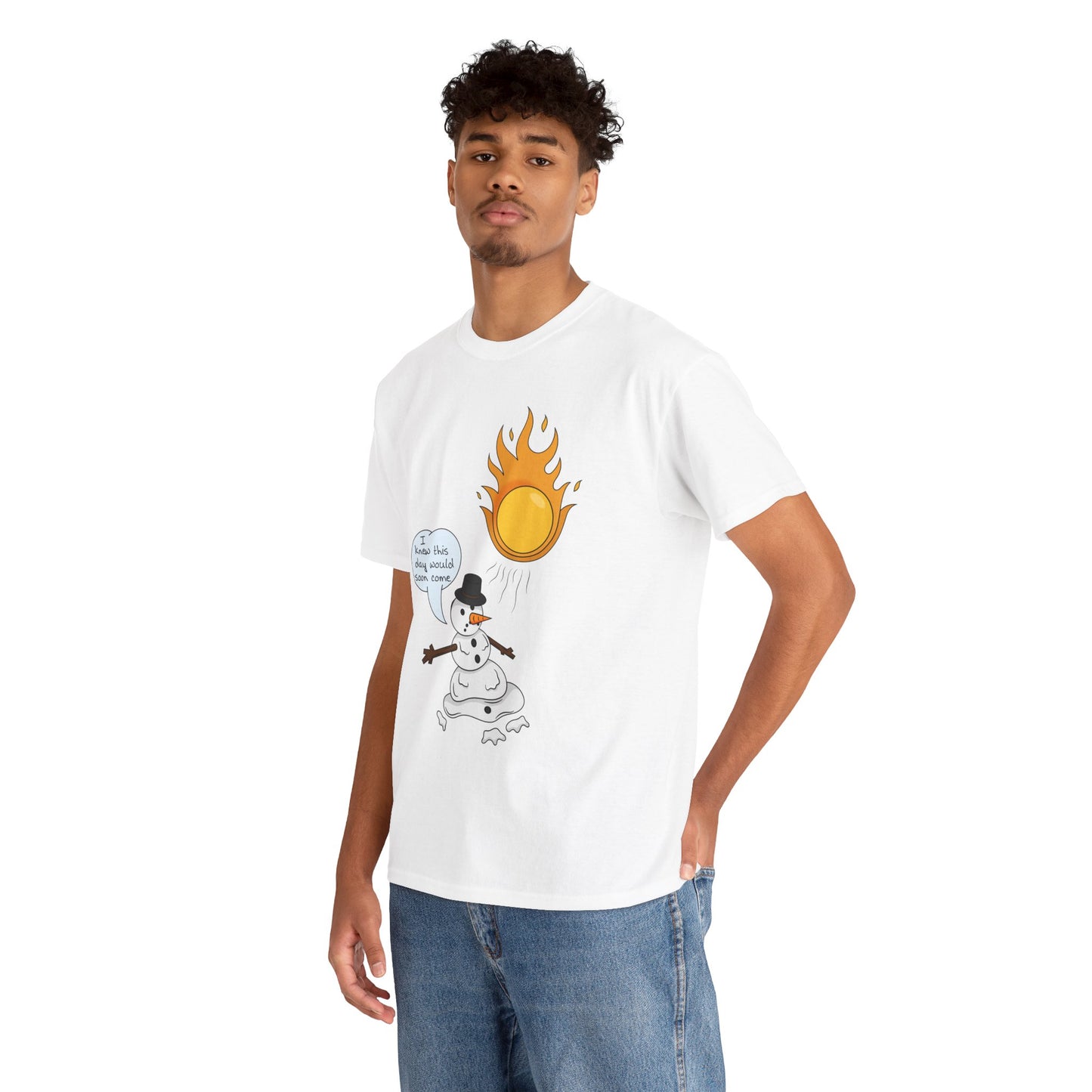 Unisex Heavy Cotton Tee (Melting Snowman)