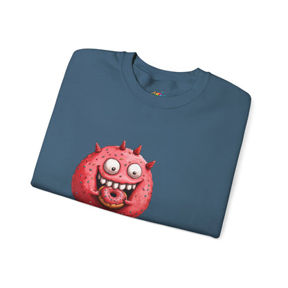 Unisex Heavy Blend™ Crewneck Sweatshirt (Donut Monster eating Donut)