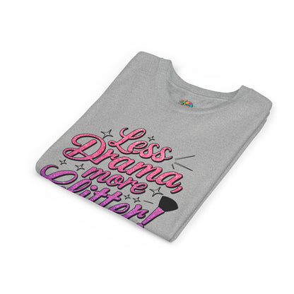 Youth Short Sleeve Tee (Less Drama, More Glitter) Fun T-shirt for Kids