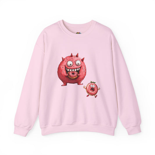 Unisex Heavy Blend™ Crewneck Sweatshirt (Donut Monster eating Donut)