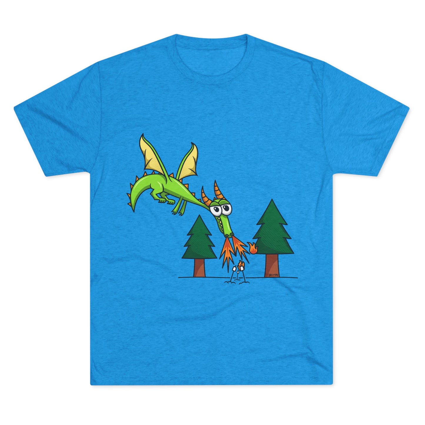 Unisex Tri-Blend Crew Tee (Flaming Dragon)