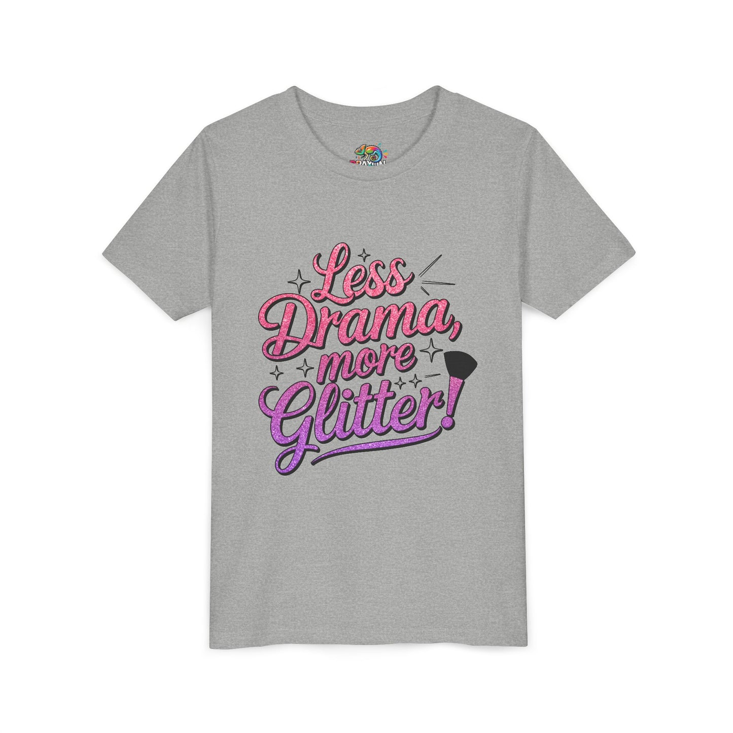 Youth Short Sleeve Tee (Less Drama, More Glitter) Fun T-shirt for Kids