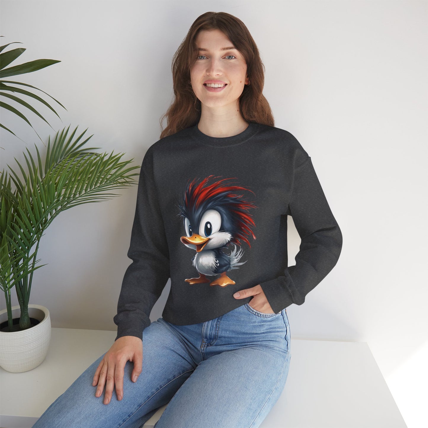 Unisex Heavy Blend™ Crewneck Sweatshirt (Red Hair Duck)