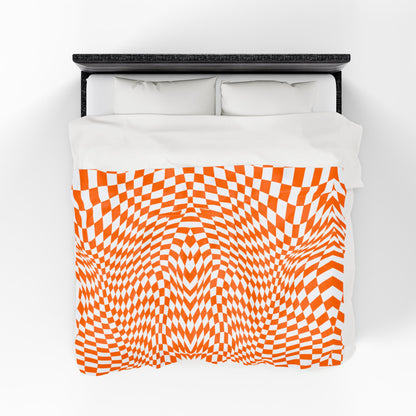 Velveteen Plush Blanket (Orange Pixels)
