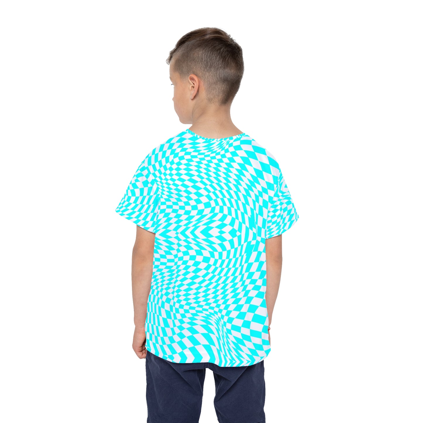 Kids Sports Jersey (Cyan Pixels)