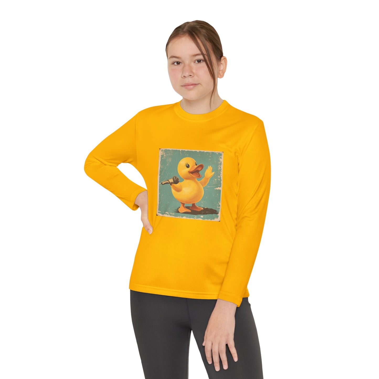 Youth Long Sleeve Competitor Tee (Karaoke Duck)