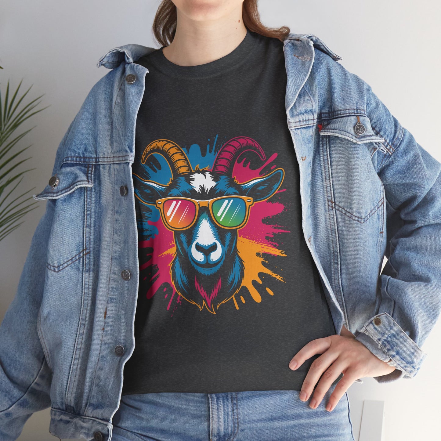 Unisex Heavy Cotton Tee (Colorful Goat)