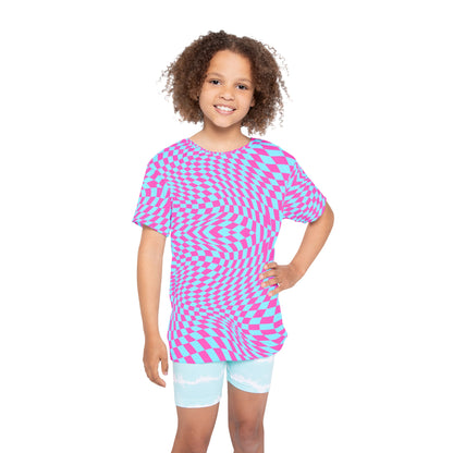 Kids Sports Jersey (Aqua-Pink Pixels)