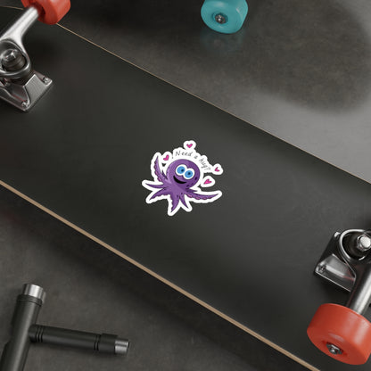 Die-Cut Stickers | Vibrant Art for Personalization (Octopus Hug)