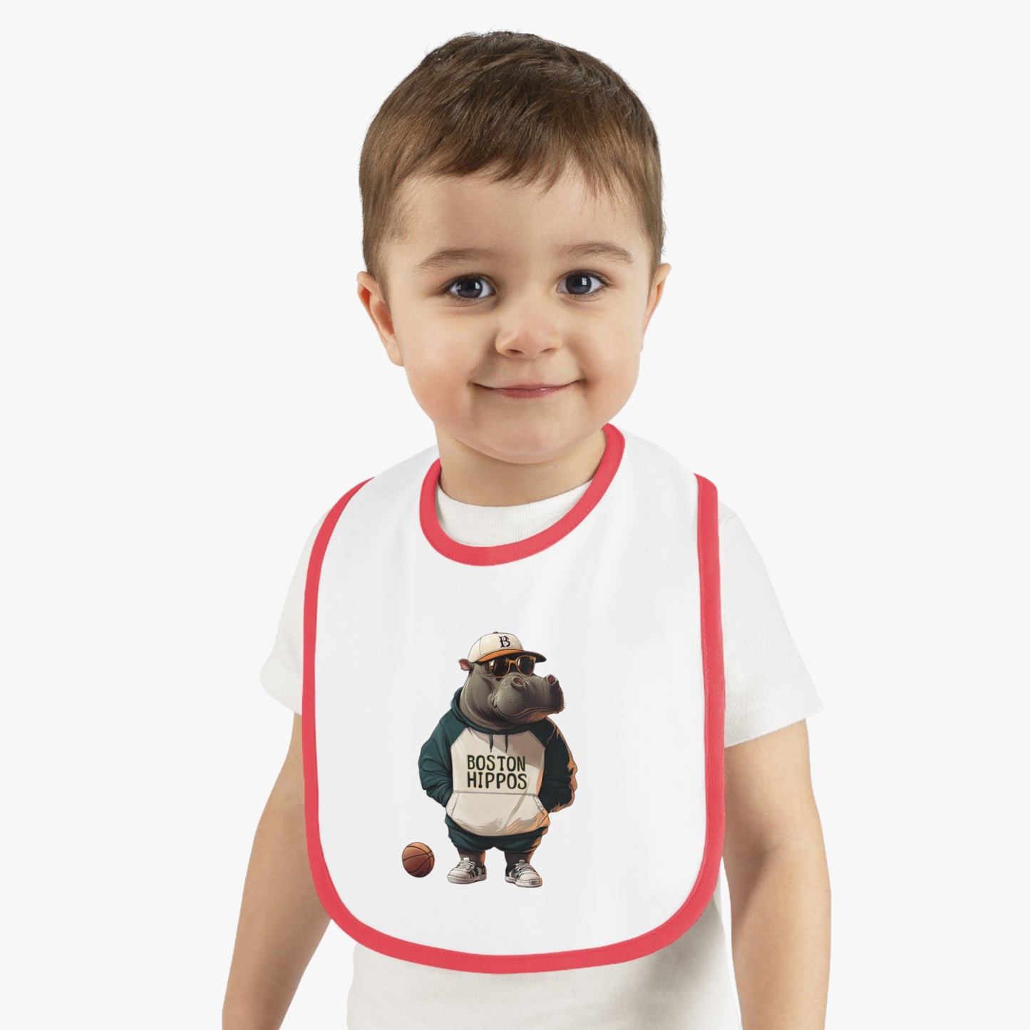 Baby Contrast Trim Jersey Bib (Boston Hippos)