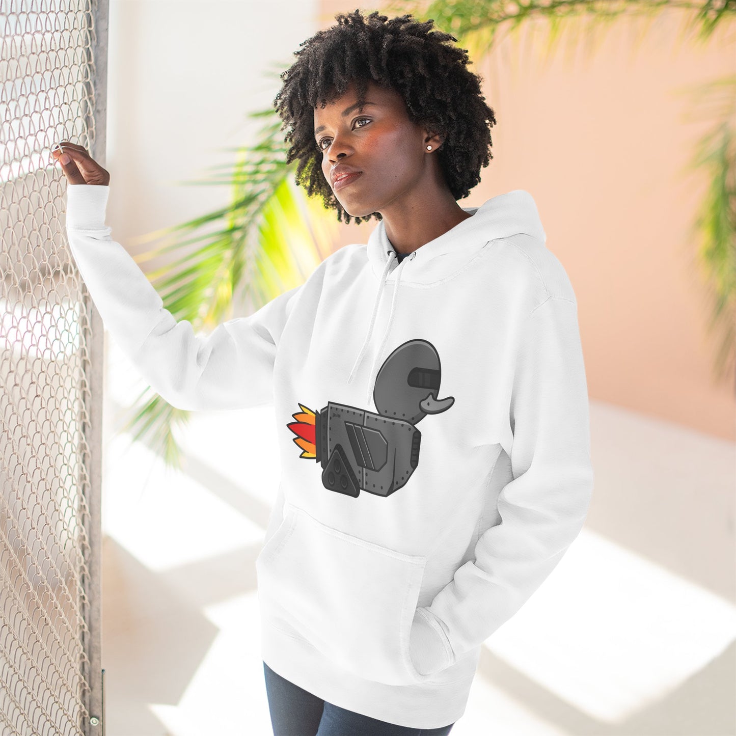 Three-Panel Fleece Hoodie (Robot Duck)
