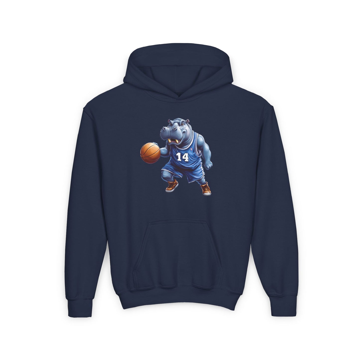 Youth Heavy Blend Hooded Sweatshirt (Hippo Baller)