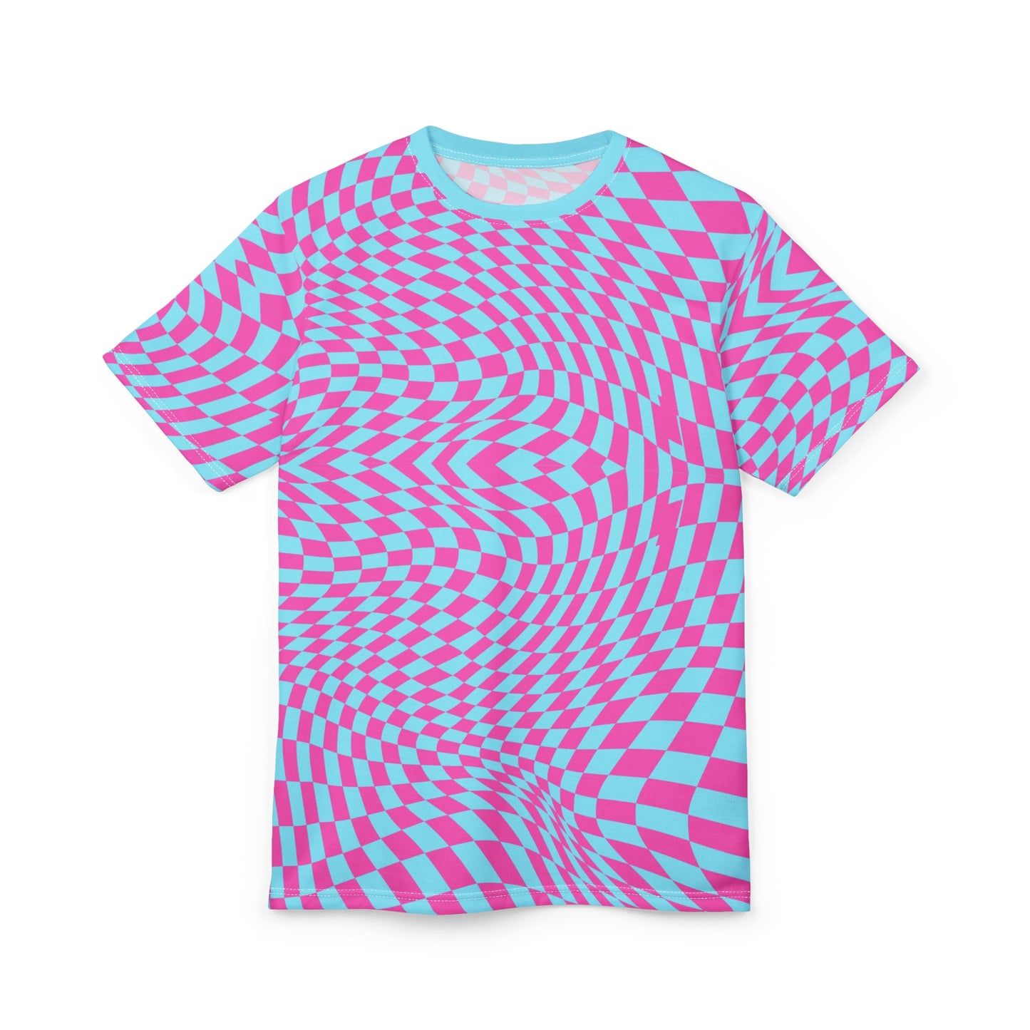 Unisex Cut & Sew Tee (Aqua-Pink Pixels)