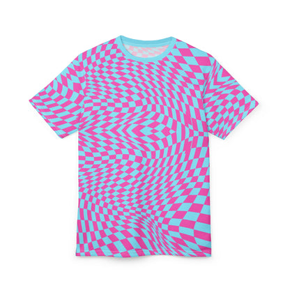 Unisex Cut & Sew Tee (Aqua-Pink Pixels)