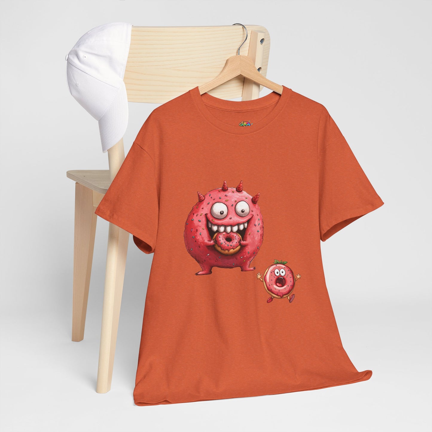 Unisex Heavy Cotton Tee (Donut Monster eating Donut)