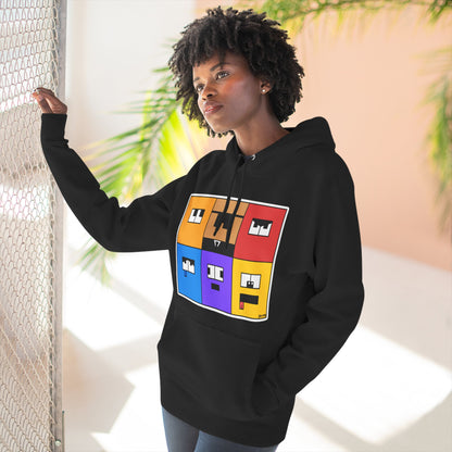 Three-Panel Fleece Hoodie (Emotion Blocks)