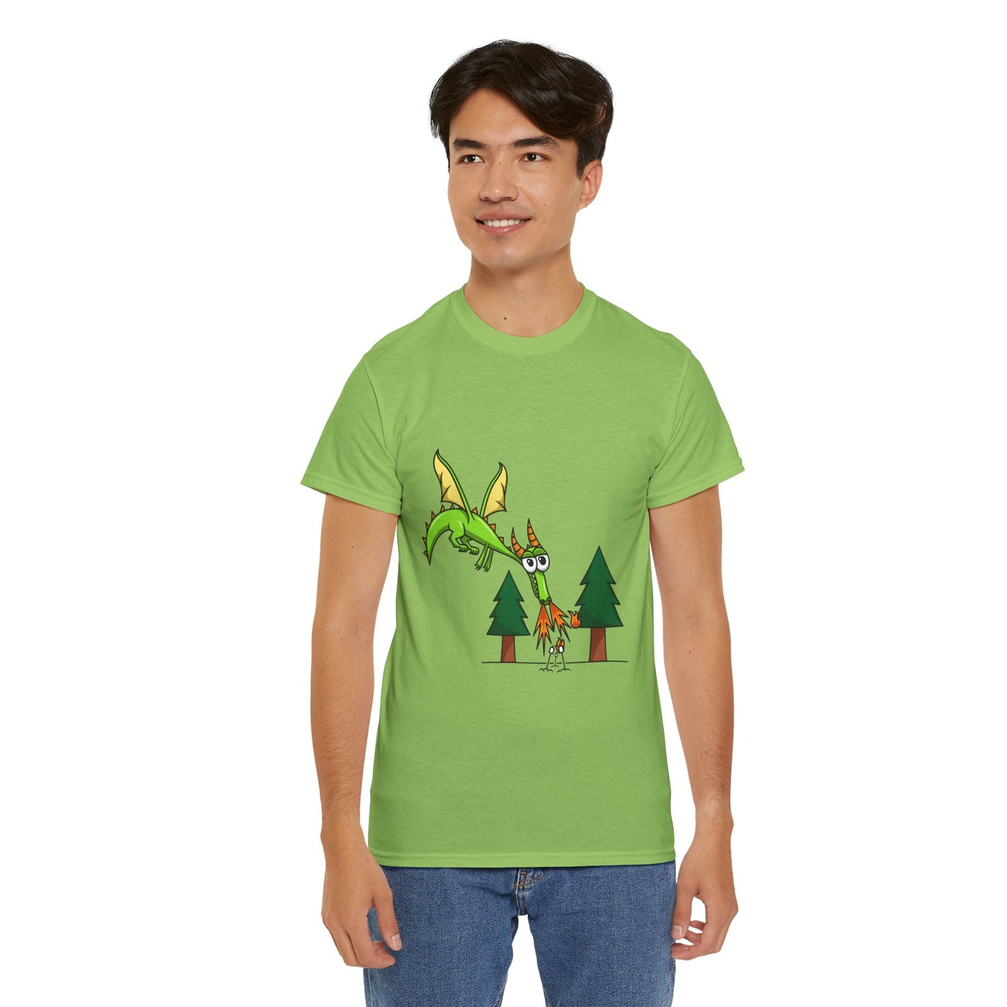 Unisex Heavy Cotton Tee (Flaming Dragon)