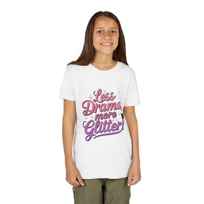 Youth Short Sleeve Tee (Less Drama, More Glitter) Fun T-shirt for Kids