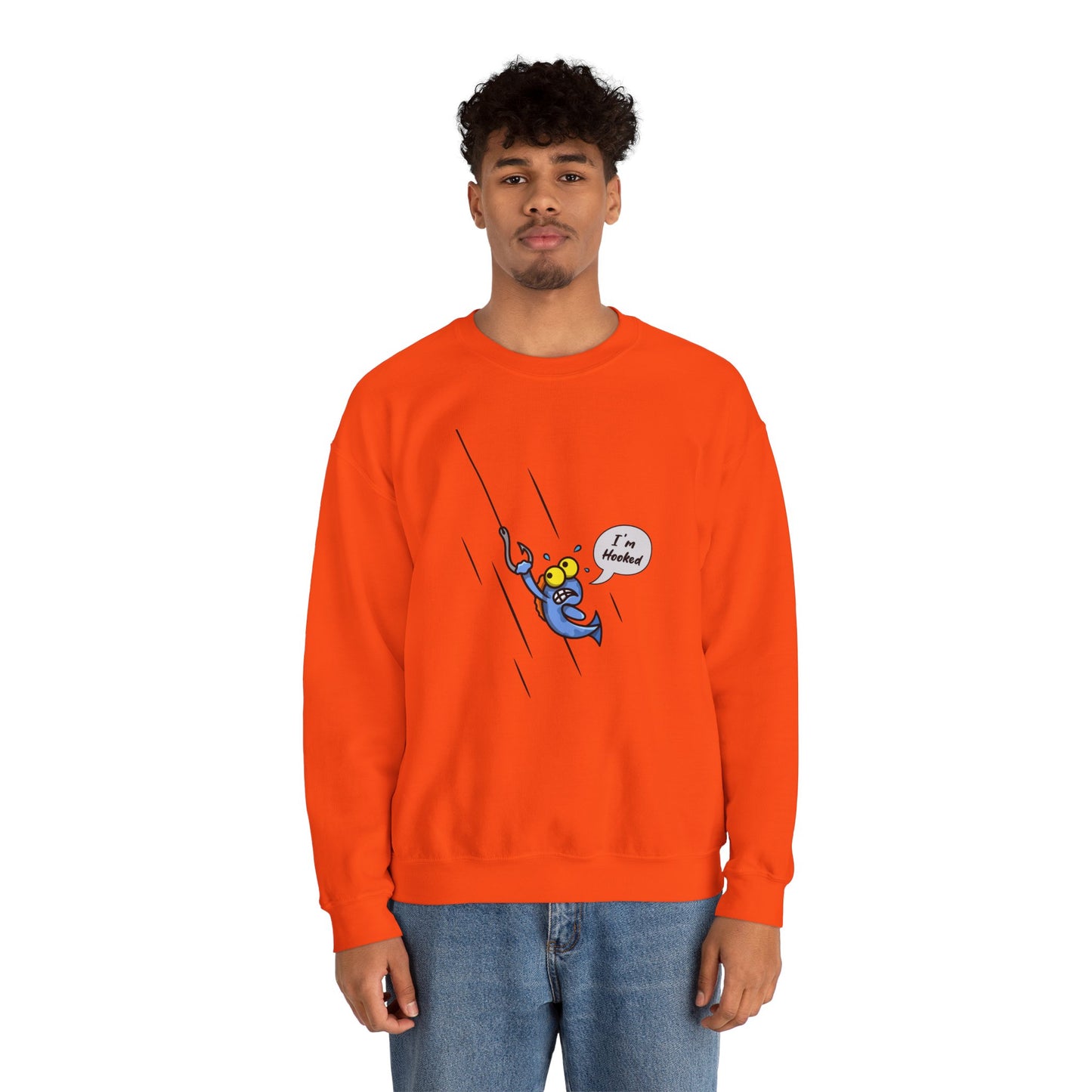 Unisex Heavy Blend™ Crewneck Sweatshirt (Fishing Hooked)