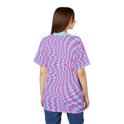 Unisex Cut & Sew Tee (Aqua-Pink Pixels)