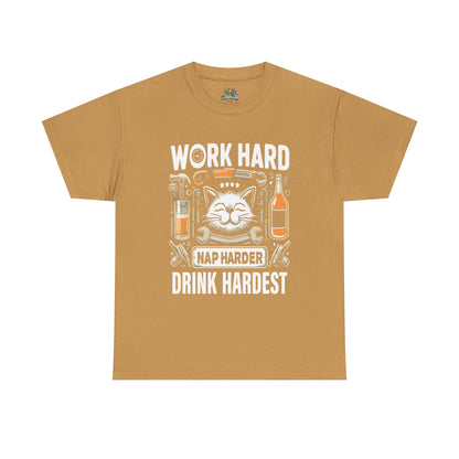 Unisex Heavy Cotton Tee (Work, Nap & Drink Hard)