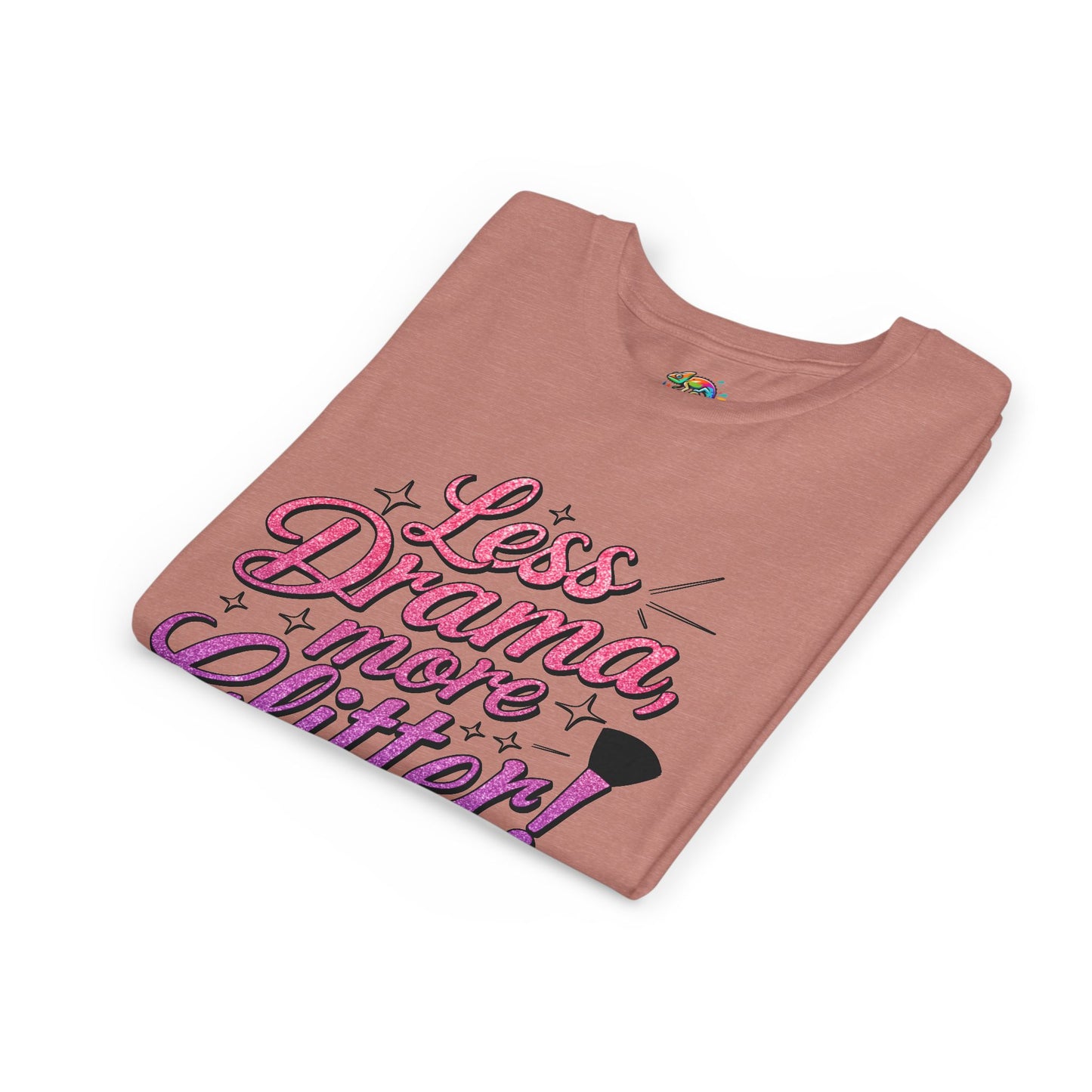 Youth Short Sleeve Tee (Less Drama, More Glitter) Fun T-shirt for Kids