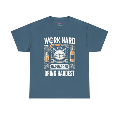 Unisex Heavy Cotton Tee (Work, Nap & Drink Hard)