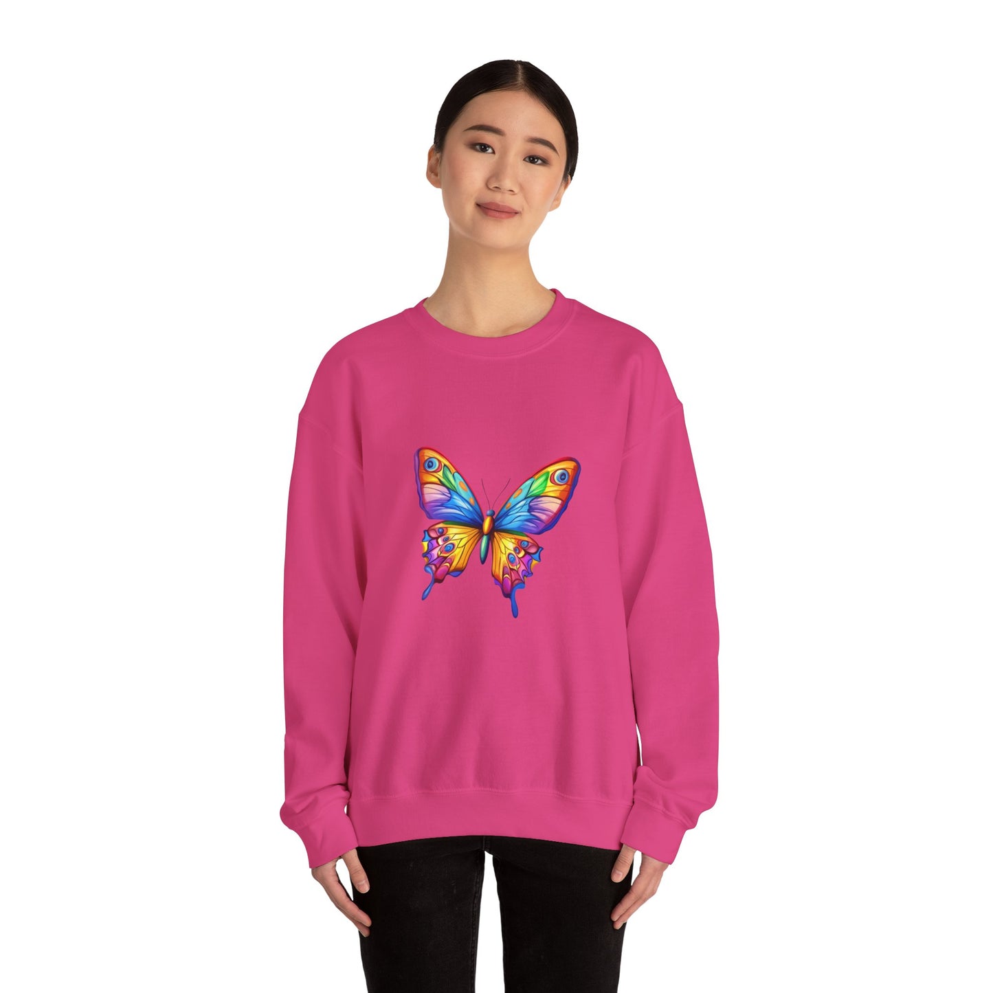 Unisex Heavy Blend™ Crewneck Sweatshirt (Colorful Butterfly)