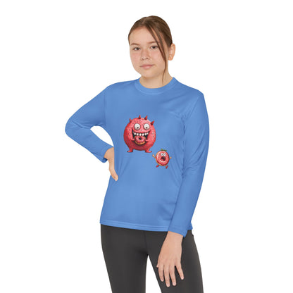 Youth Long Sleeve Competitor Tee (Donut Monster eating Donut)