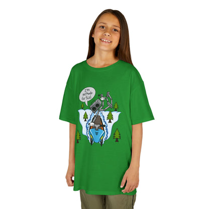 Kids Heavy Cotton T-Shirt (I'm not made for this - Snowmobiler)