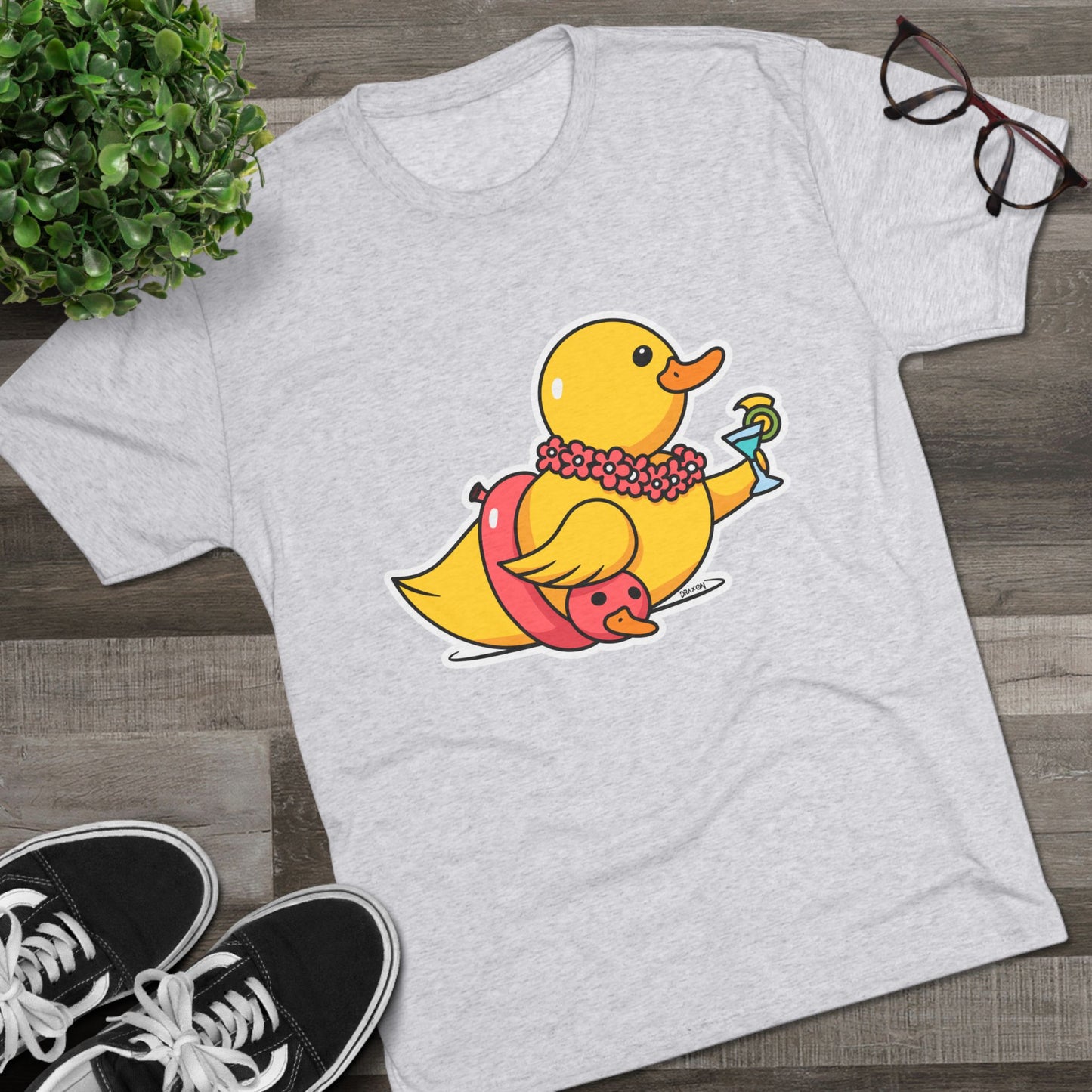 Unisex Tri-Blend Crew Tee (Tropical Duck)