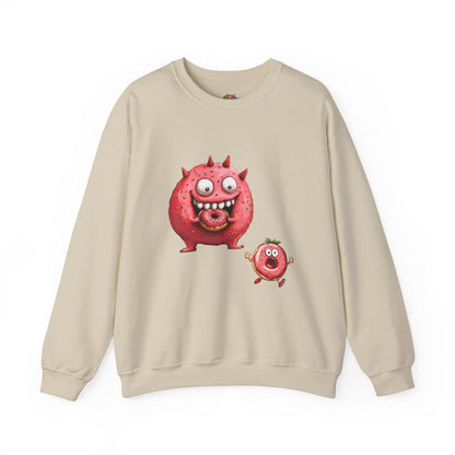 Unisex Heavy Blend™ Crewneck Sweatshirt (Donut Monster eating Donut)