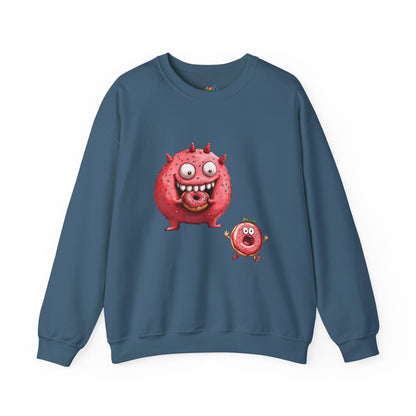 Unisex Heavy Blend™ Crewneck Sweatshirt (Donut Monster eating Donut)