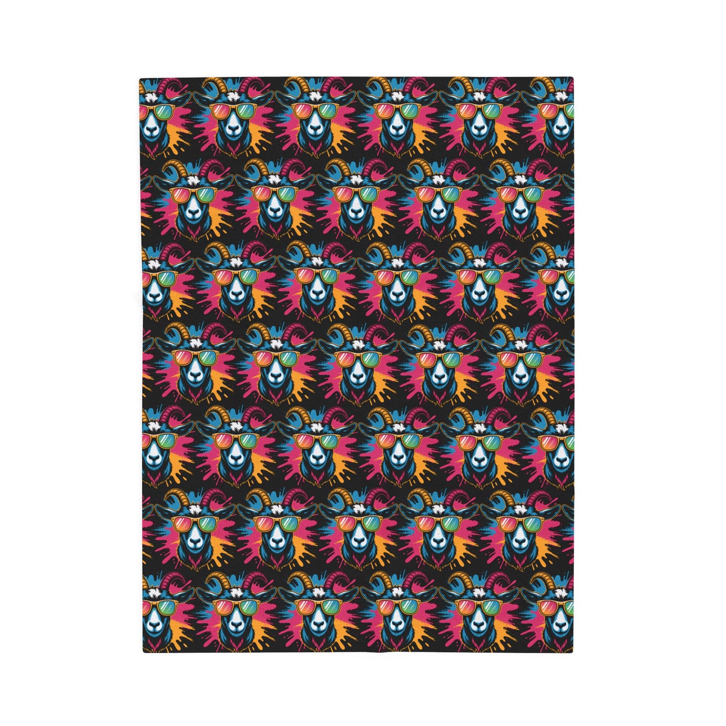 Velveteen Plush Blanket (Colorful Goat)