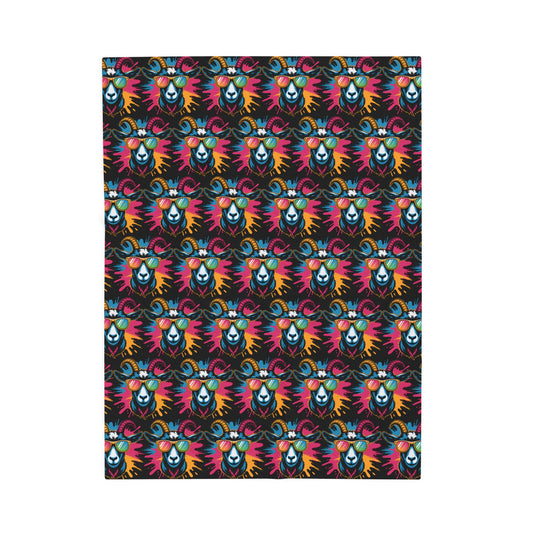 Velveteen Plush Blanket (Colorful Goat)